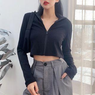 Long-sleeve Knit Zip Top