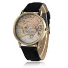 Map Print Denim Strap Watch