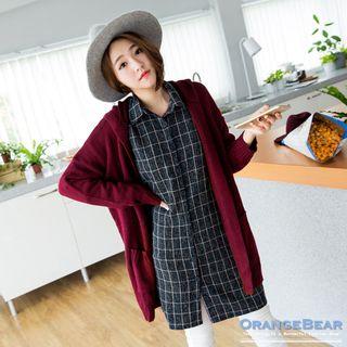 Check Drop-shoulder Dipped-hem Shirt