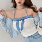 Halter Bow Front Knit Top