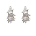 Moonstone Alloy Open Hoop Earring 1 Pair - Silver - One Size