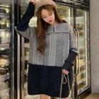 Color Block Cable Knit Sweater As Shown In Figure - One Size