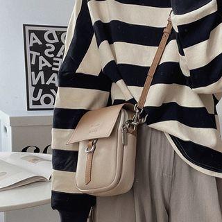 Genuine Leather Flap Buckled Crossbody Bag