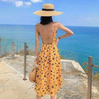 Floral Open Back Sleeveless Dress