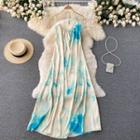 Halter Tie-dye Lace-up Strap Spaghetti-strap Dress