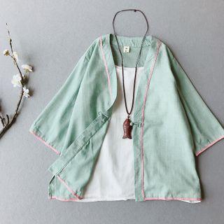 3/4-sleeve Frog-buttoned Light Jacket