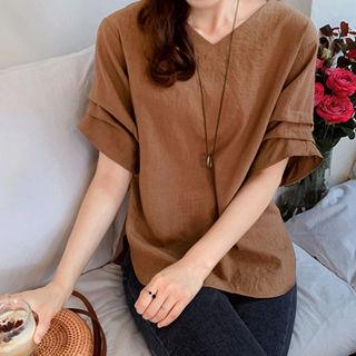 Pintuck-sleeve Tie-back Top