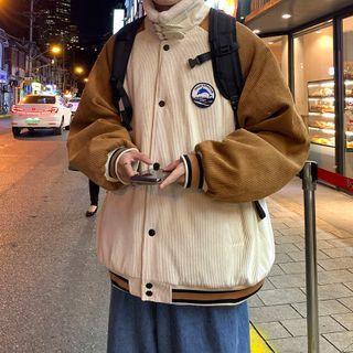 Two-tone Corduroy Snap-button Jacket