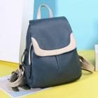 Two-tone Panel Faux Leather Backpack