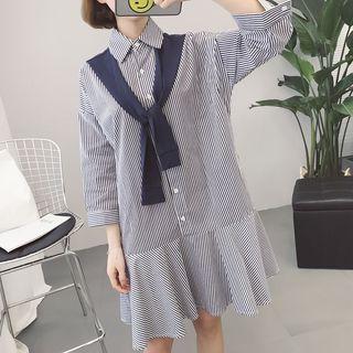 Set: Striped Shirtdress + Shawl