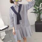 Set: Striped Shirtdress + Shawl