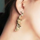 Crinkled Dangle Earring 1 Pair - Gold - One Size