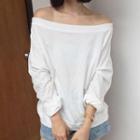 Plain Off Shoulder Long Sleeve T-shirt