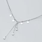 925 Sterling Silver Rhinestone Fringed Necklace S925 Silver Necklace - One Size