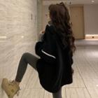 Mock Two-piece Turtleneck Bat-sleeve Fleeced Hoodie