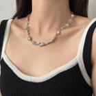Moonstone Alloy Necklace 1 Pc - Silver - One Size