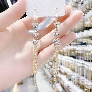 Butterfly Rhinestone Alloy Fringed Earring 1 Pair - Gold - One Size
