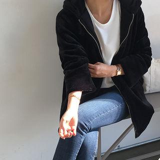 Faux-fur Hooded Zip-up Jacket