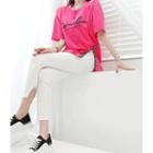 Slit-side Letter-trim T-shirt