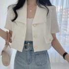 Short-sleeve Cropped Blazer White - One Size