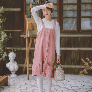 Set: Corduroy Jumper Dress + Long-sleeve T-shirt