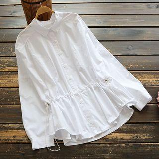 Long-sleeve Drawstring Waist Shirt