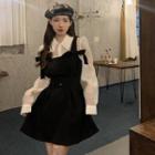 Plain Shirt / Sleeveless Bow-accent Mini A-line Dress
