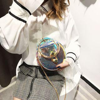Hoop Detail Hologram Chain Strap Crossbody Bag