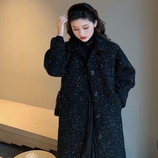 Glitter Single-breasted Midi Coat Black - One Size
