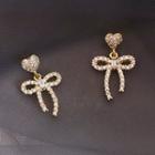 Rhinestone Bow Stud Earring 1 Pair - Gold - One Size