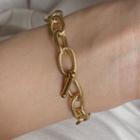 Stainless Steel Chunky Chain Bracelet E142 - Gold - One Size