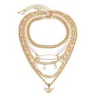Set Of 5: Chain Necklace 1249 - Set Of 5 - Gold - One Size
