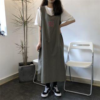 Short-sleeve T-shirt / Numbering Midi Pinafore Dress