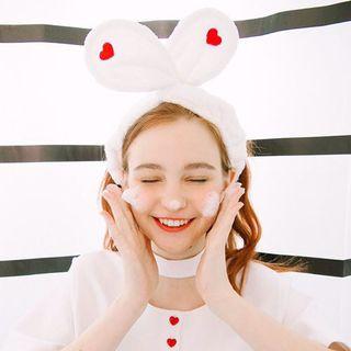 Heart Embroidered Rabbit Ear Headband