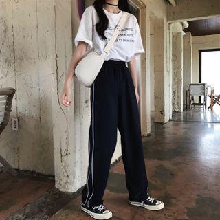 Striped Wide-leg Sweatpants As Shown In Figure - One Size