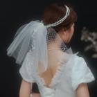 Faux Pearl Mesh Wedding Veil White - One Size