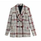 Plaid Tweed Double-breasted Blazer