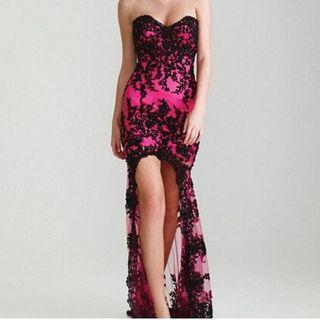 Strapless Lace Sheath Evening Gown