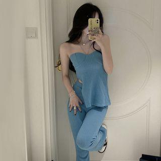 Slit Tube Top / Bootcut Pants / Set