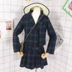Set: Plaid Blazer + A-line Mini Pleated Skirt
