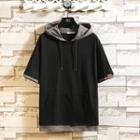 Mock Two Piece Short-sleeve Hooded Pullover