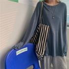 Plain Long-sleeve Loose-fit T-shirt - 4 Colors