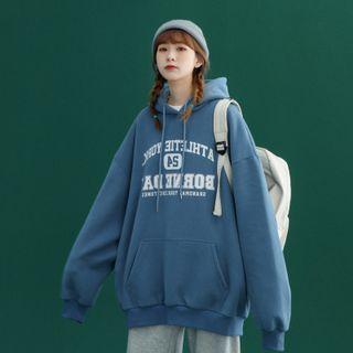 Drop Shoulder Letter Printed Hoodie