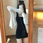 Sleeveless Plain Mini Dress / Cardigan