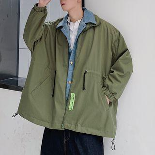 Drawstring-waist Mock Two-piece Jacket