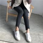 Cropped Straight-fit Frayed Jeans