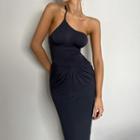 One Shoulder Back-slit Bodycon Maxi Dress