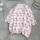 Short-sleeve Flamingo Print Shirt