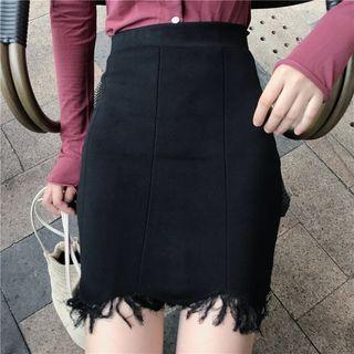 Frayed Pencil Skirt