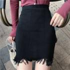 Frayed Pencil Skirt